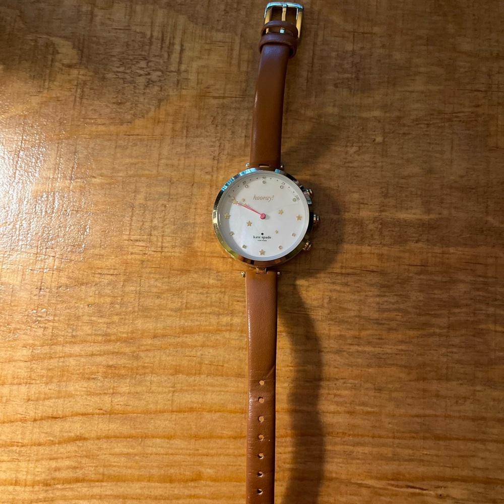 Kate Spade Women's Holland Slim Brown Leather Strap Hybrid Smart Watch 38mm